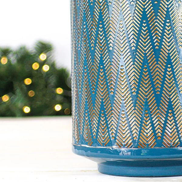 Teal Small Iron Lantern 2 Teal Small Iron Lantern - Image 2