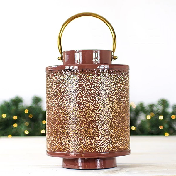 Dusky Pink Large Iron Lantern 1 Dusky Pink Large Iron Lantern