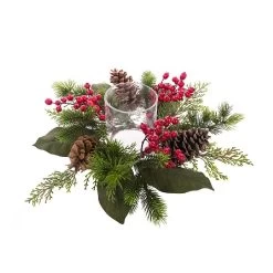 Berry Pine Cone Candle Holder
