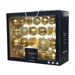Decoris Box Of 42 Light Gold Glass Baubles