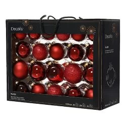 Decoris Box Of 42 Oxblood Glass Baubles