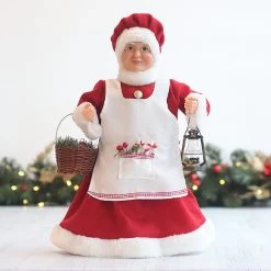 41cm Red Standing Mrs Claus With Basket
