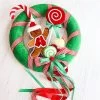 95cm Green Gingerbread Wreath With Ribbons