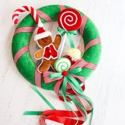 95cm Green Gingerbread Wreath With Ribbons