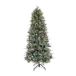 6.5ft Pre-Lit Slim Frosted Berry Spruce Artificial Christmas Tree