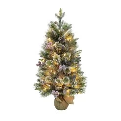 3ft Pre-Lit Frosted Berry Spruce Artificial Christmas Tree