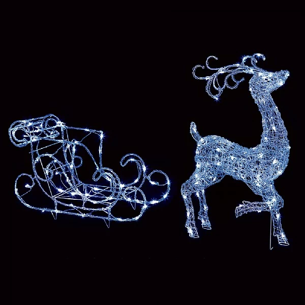 Premier Acrylic Reindeer & Sleigh 1m 1 Premier Acrylic Reindeer & Sleigh 1m